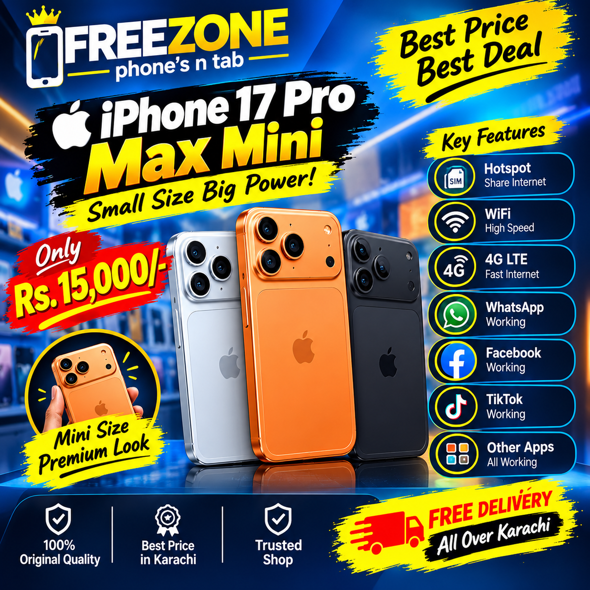 iPhone 17 Pro Max Mini 🔵 | Mini Size, Premium Look | Only Rs. 15,000/- 🔥