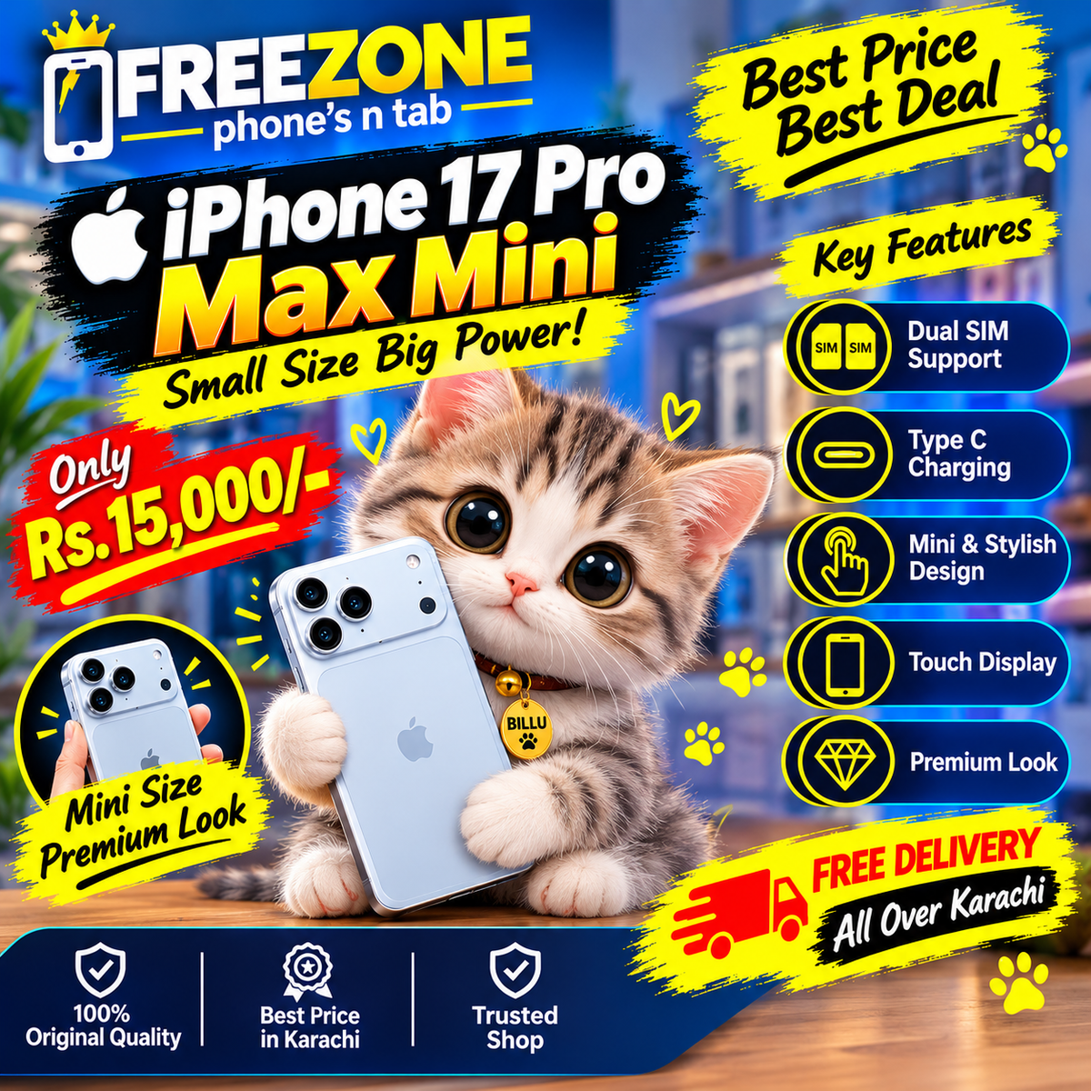 iPhone 17 Pro Max Mini 🔵 | Mini Size, Premium Look | Only Rs. 15,000/- 🔥